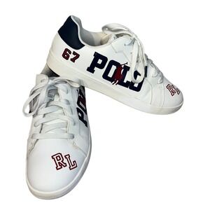 Polo Ralph Lauren White Leather RL Logo Sneakers Tennis Shoes Size 7